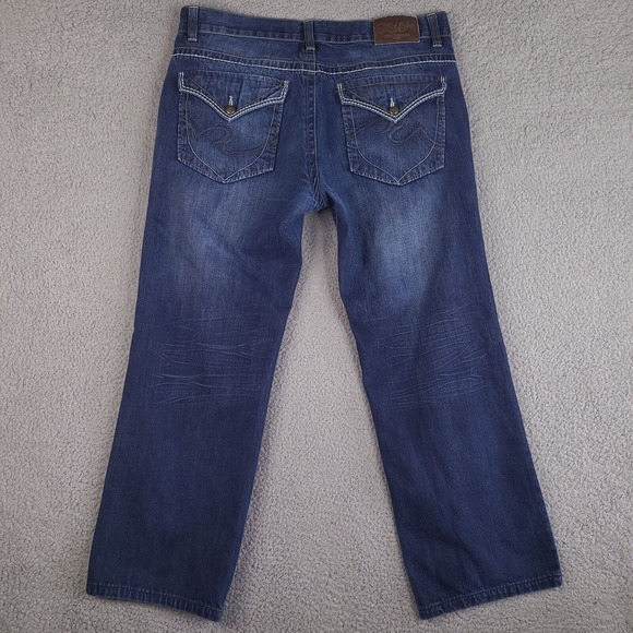 Marc Ecko Jeans Mens 38x28 Blue Standard Straight Leg‎ Denim Flap Pockets - Picture 1 of 16